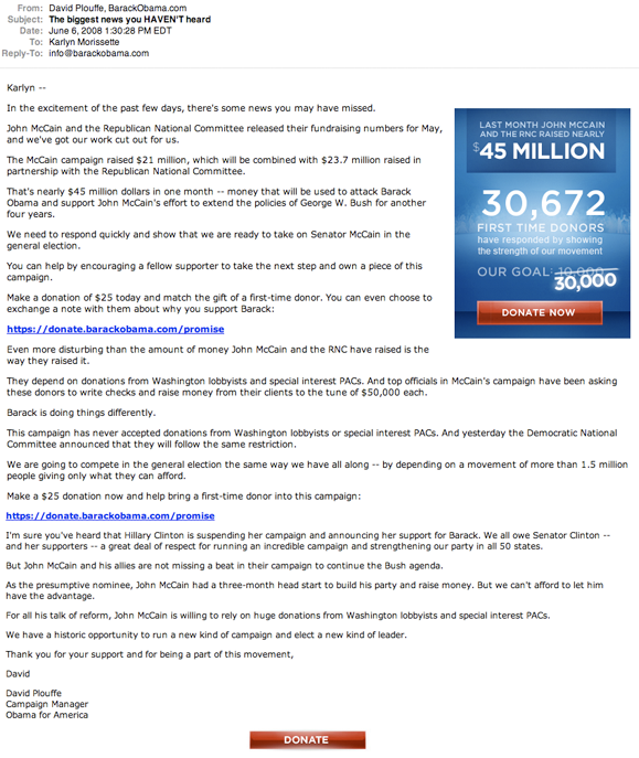 obama long Comparing the Obama and McCain Emails