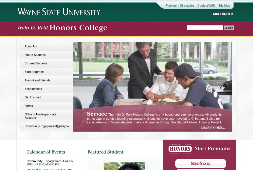 Wayne State University Honors College honors 1024x690 Multiple Templates on a Website – Ask a Guru