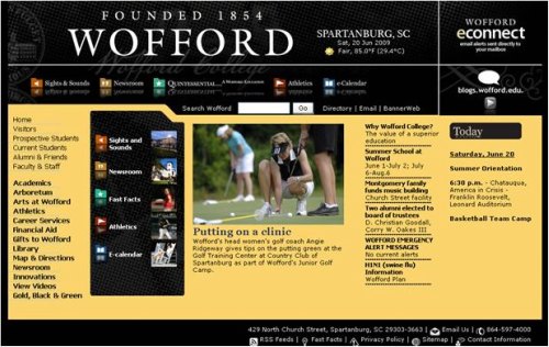 Wofford's Home Page wofford home Multiple Templates on a Website – Ask a Guru