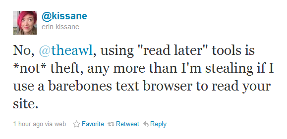 Erin Kissane's Starting Tweet kissane tweet Copyright, Content, and Consumption